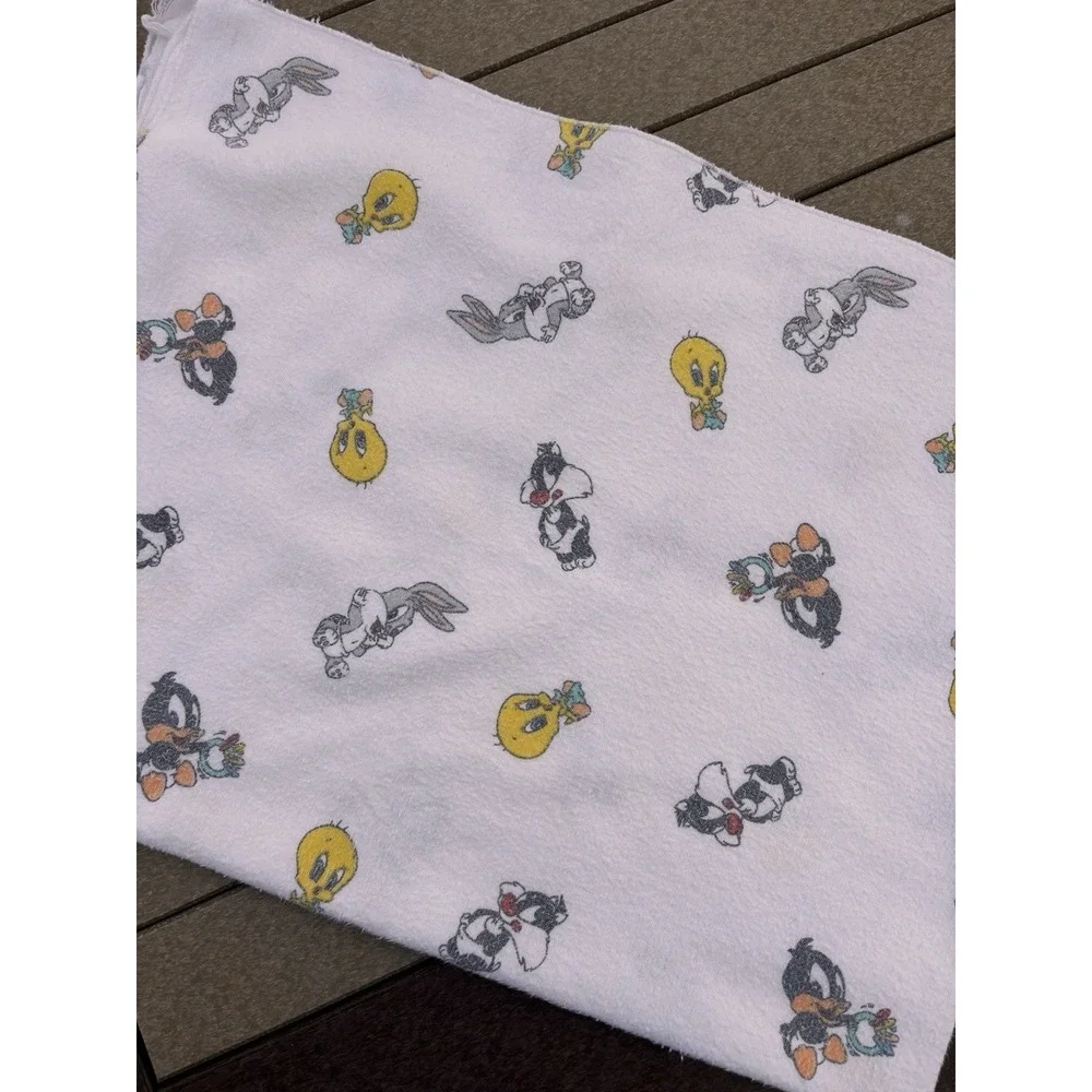 Vintage Baby Looney Tunes Blanket‎ Balloons Bugs Bunny Tweety Sylvester Cotton